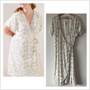 LOFT Floral Wrap Dress PLUS Size 20 Romantic Cottagecore Femenine Event NWT